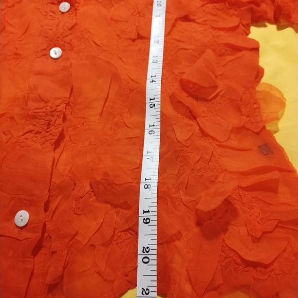 🎈5/$15 Bundle 🎈Ruffled Orange Button-Up Blouse - Picture 3 of 5
